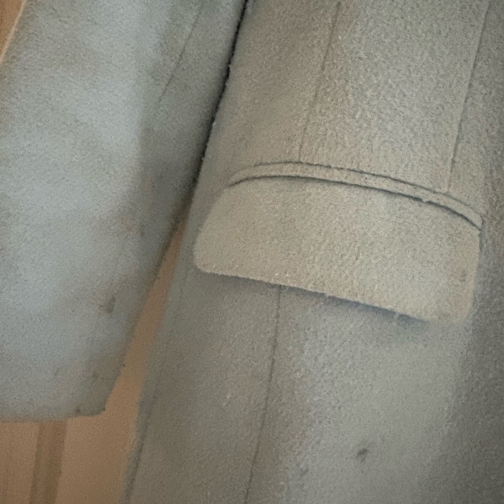 Aqua Light Blue Trench Coat with Faux Fur Collar - Picture 6 of 8